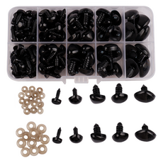 Khohimo 毛根手作用配件 三角娃娃螺絲鼻 212入組 4W463, 1套, 黑色