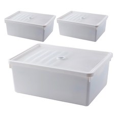 HANSSEM 韓國製 Samkids專用收納箱 + 箱蓋組, 3套, 白色 + 半透明, 小(395 x 295 x 155 mm)