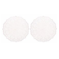 Party09 圓形蕾絲紙墊 24cm, 白色, 200個