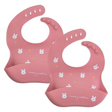 LitenKulor 幼兒用副食品矽膠圍兜, 2個, 兔子, 1個