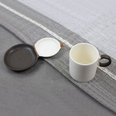 Dalsogum 陶瓷咖啡杯 & 甜點盤組, 白色 + 棕色, 1套