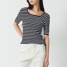 JAJU(자주) 여성용 스퀘어넥 5부 니트