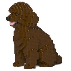 앉은 토이 푸들 강아지 블럭 대형 M, 다크 브라운, 1개