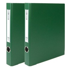 MiDAS HYUNPOONG D型環合紙活頁夾 附名牌夾 3公分 3孔 A4, 綠色, 2個