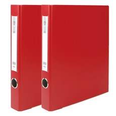 MiDAS HYUNPOONG D型環合紙活頁夾 附名牌夾 3公分 3孔 A4, 紅色, 2個