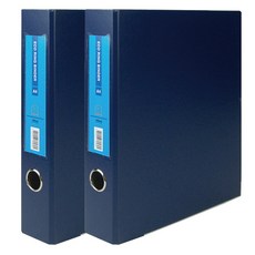 MiDAS HYUNPOONG D型環活頁夾 名牌型 5cm 3孔 A4, 藏青色, 2個