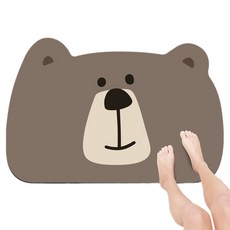 Mondspot 珪藻土動物浴室防滑吸水速乾腳踏墊 RB20815, 熊3, 1個