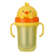 Edison Friends第2代立體造型防漏吸管杯, 300ml, 小鴨款, 1個