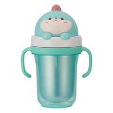 에디슨 프렌즈 흘림방지 이중 스텐 빨대컵2, 300ml, 1개, 공룡에디노