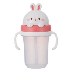 에디슨 프렌즈 흘림방지 입체 빨대컵2, 300ml, 1개, 흰토끼래니