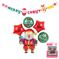 PARTYSHOW 聖誕節氣球掛旗套組 聖誕老人, 1套, 混合色