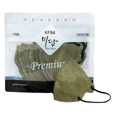 미담마스크 칼라핏 새부리형 황사 방역 마스크 대형 KF94, 진한황녹색, 2개, 25개입