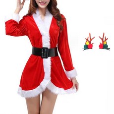 PARTYSHOW 聖誕節聖誕老人服上衣 + 帽子 + 腰帶 + 魯道夫髮夾組合, 1套, 奢華棕色(魯道夫髮夾)