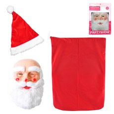 PARTYSHOW 聖誕老人面具帽 + SHOW聖誕節聖誕袋套裝, 1套, 混合色