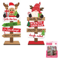 PARTYSHOW 聖誕裝飾標示牌 聖誕老人 + 魯道夫 A套組, 1套, 混合顏色