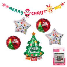 PARTYSHOW 聖誕節氣球包掛旗套組 聖誕樹, 1套, 混合色