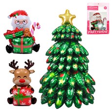 PARTYSHOW 聖誕禮物 聖誕老人魯道夫站立式銀箔聖誕樹 A款套組, 1套, 混合色