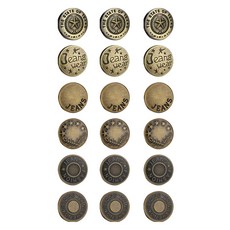 코히모 바지 허리조절 재활용 요술 단추 6종 x 3p 세트 17mm 4W441, 1세트, 브론즈계열