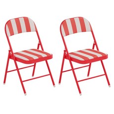 16피스 접이식 카페 인테리어 식탁의자, 레드, 2개