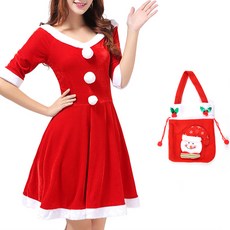 PARTYSHOW 女款聖誕老人連身裙 B款 + 娃娃禮物袋雪人套組, 1套, 混合色