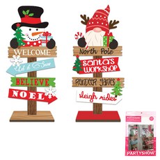 PARTYSHOW 聖誕裝飾標示牌 聖誕老人 + 雪人 A套組, 1套, 混合色