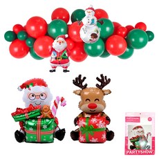 PARTYSHOW 聖誕節鋁箔氣球禮物聖誕老人魯道夫雲朵氣球裝飾組, 1套, 混合顏色