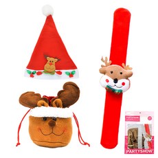 PARTYSHOW 聖誕節水貂手環禮物袋玩偶聖誕帽套組魯道夫, 1套, 混合顏色