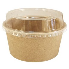 Draw Life 牛皮無印刷紙容器 520ml 125*75mm+PET透明蓋組, 1個, 50套