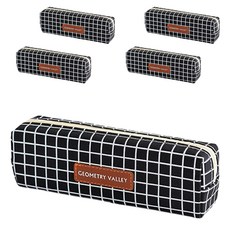 Toppia 輕量鉛筆盒, 格紋黑, 5個