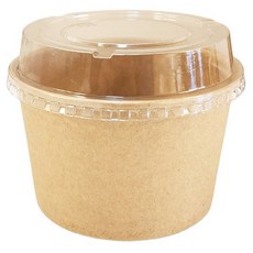 Draw Life 牛皮無印刷紙容器 750ml + PET透明蓋套組, 1個, 50套