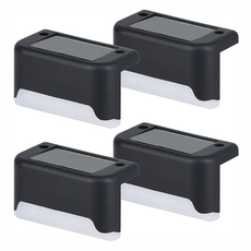 太陽能邊緣階梯燈 4入, 白色