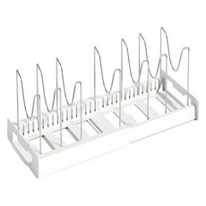 Celliving 伸縮式間距可調平底鍋收納架, 白色, 6層, 1個