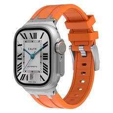 CALYX 矽膠金屬連接器扣環錶帶, 橘色