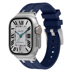 CALYX 矽膠金屬連接器扣環錶帶, 海軍藍