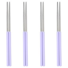 이지실리 컬러 실리콘 핸들 스텐304 진공 젓가락, 퍼플, 단품, 4개