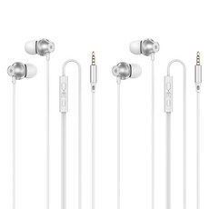 Taminayo 舒適有線耳機 圓形插頭 2入, 單一商品, 白色