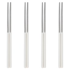 EasySili 彩色矽膠握柄 304不鏽鋼真空筷, 白色, 4個, 單品