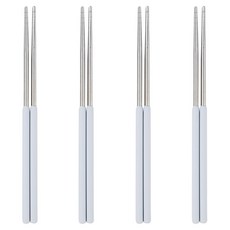 EasySili 彩色矽膠握柄 304不鏽鋼真空筷, 淺灰色, 4個, 單品