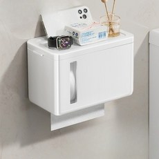 Moltuyu 免鑽孔壁掛式衛生紙盒, 白色, 1個