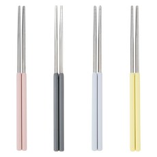 Easy Sili 彩色矽膠手柄 不鏽鋼304 真空筷子 4雙組, 1套, 筷子 4p, 溫柔粉彩