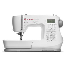 SINGER 勝家 數位縫紉機 自動剪線 英文刺繡 縫紉機 拷克 家用縫紉機 + 延伸桌套組, 白色, C7255