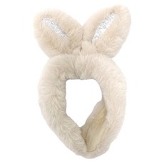 兔子耳罩髮帶, 1個, 米色