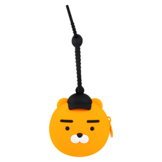 Kakao Friends 圓滾滾臉型 矽膠耳機多功能收納包, Ryan 帽子(黑色), 1個, 單一商品