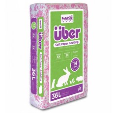 PetsPick 寵物 Uber 超柔軟紙質墊料 白色 + 粉紅色, 1個, 36L