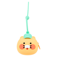 Kakao Friends 圓滾滾臉型矽膠耳機多功能收納包, 春植 帽子(薄荷綠), 1個, 單一商品