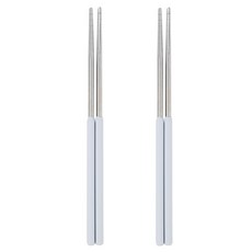 EasySili 彩色矽膠握柄 304不鏽鋼真空筷, 淺灰色, 2個, 單品