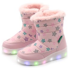 童款RD星星LED發光鞋底保暖雪靴