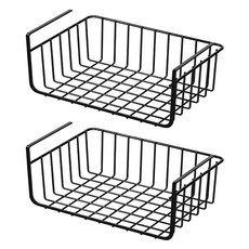 Blackmade 廚房櫥櫃上層層架懸掛籃, 黑色, 2個