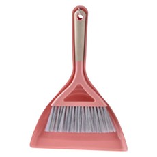 탑피아 심플 간편한 빗자루 쓰레받이 청소 세트, 핑크색, 1세트