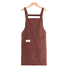 올웨일리 스트라이프 멜빵 스트랩 포켓 앞치마 TSP1513, 브라운, 1개